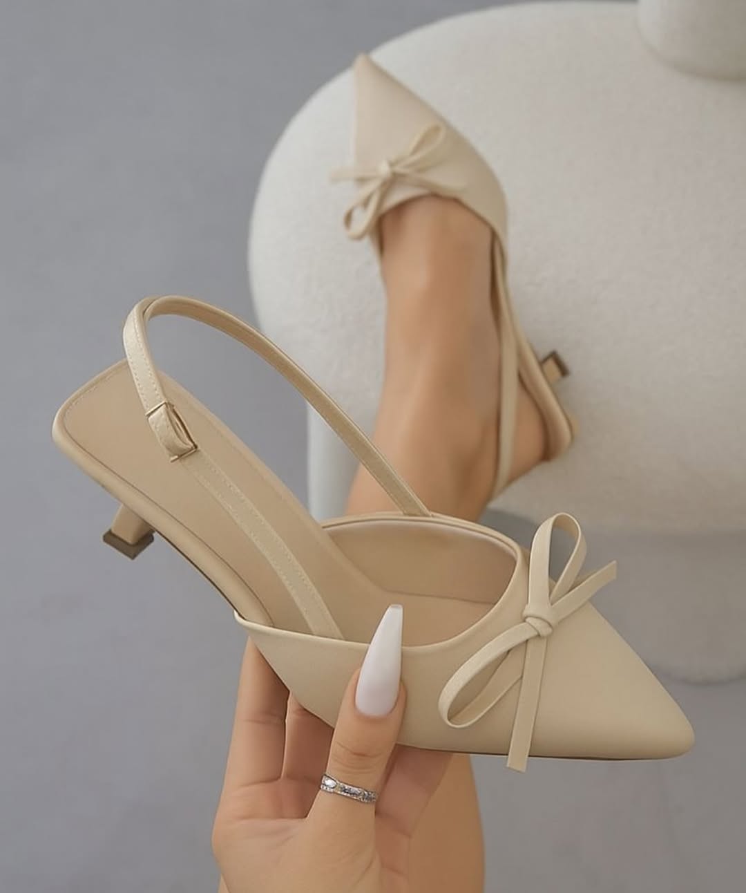 Adour Classic Bow Slingback AD90 Beige