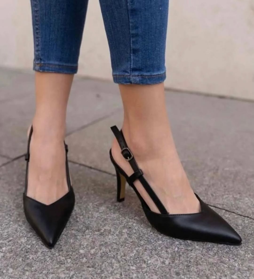 Adour Classic Bow Slingback AD92 Black