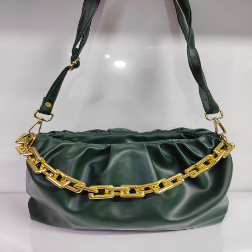 Gathered Women Shoulder Bag With Chain Strap B132