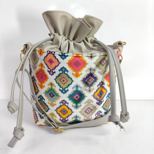 One-of-a-Kind Sewn Patchwork and Gathered Shoulder Bag B128