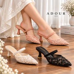 Adour Lace Kitten Heel Mules – WS18