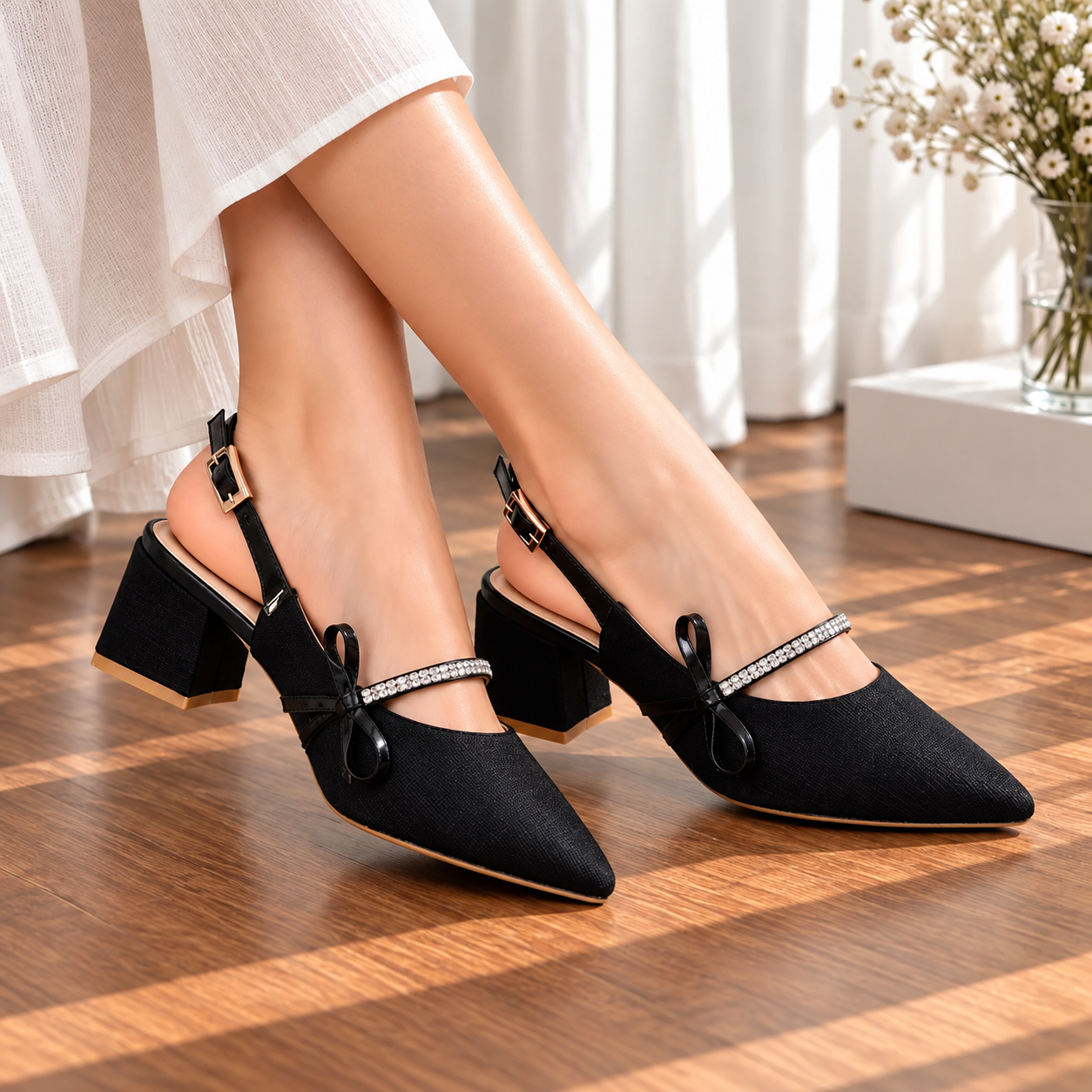 Black Bow Slingback AD102