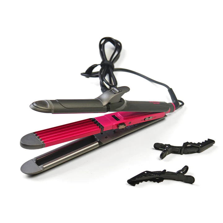 Kemei KM-1396 Beauty Styler 4 in 1 (Curler, Straightener, Waver & Crimper)