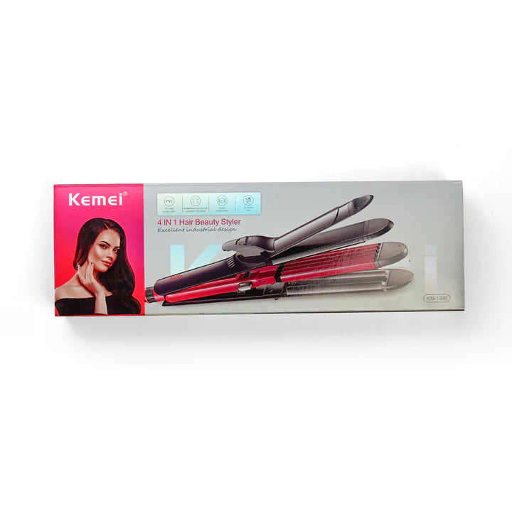 Kemei KM-1396 Beauty Styler 4 in 1 (Curler, Straightener, Waver & Crimper)