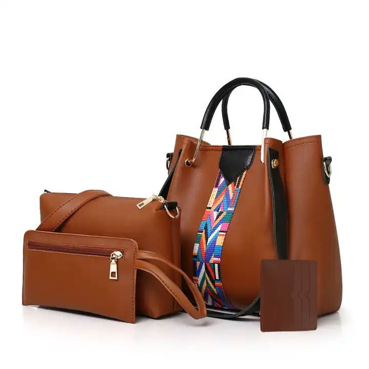 CAPRI 4 PIECE BROWN HANDBAG