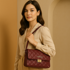 Adour Maroon Quilted Crossbody Bag – AB12