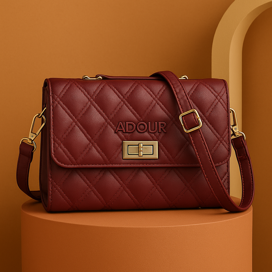 Adour Maroon Quilted Crossbody Bag AB12 - view 2
