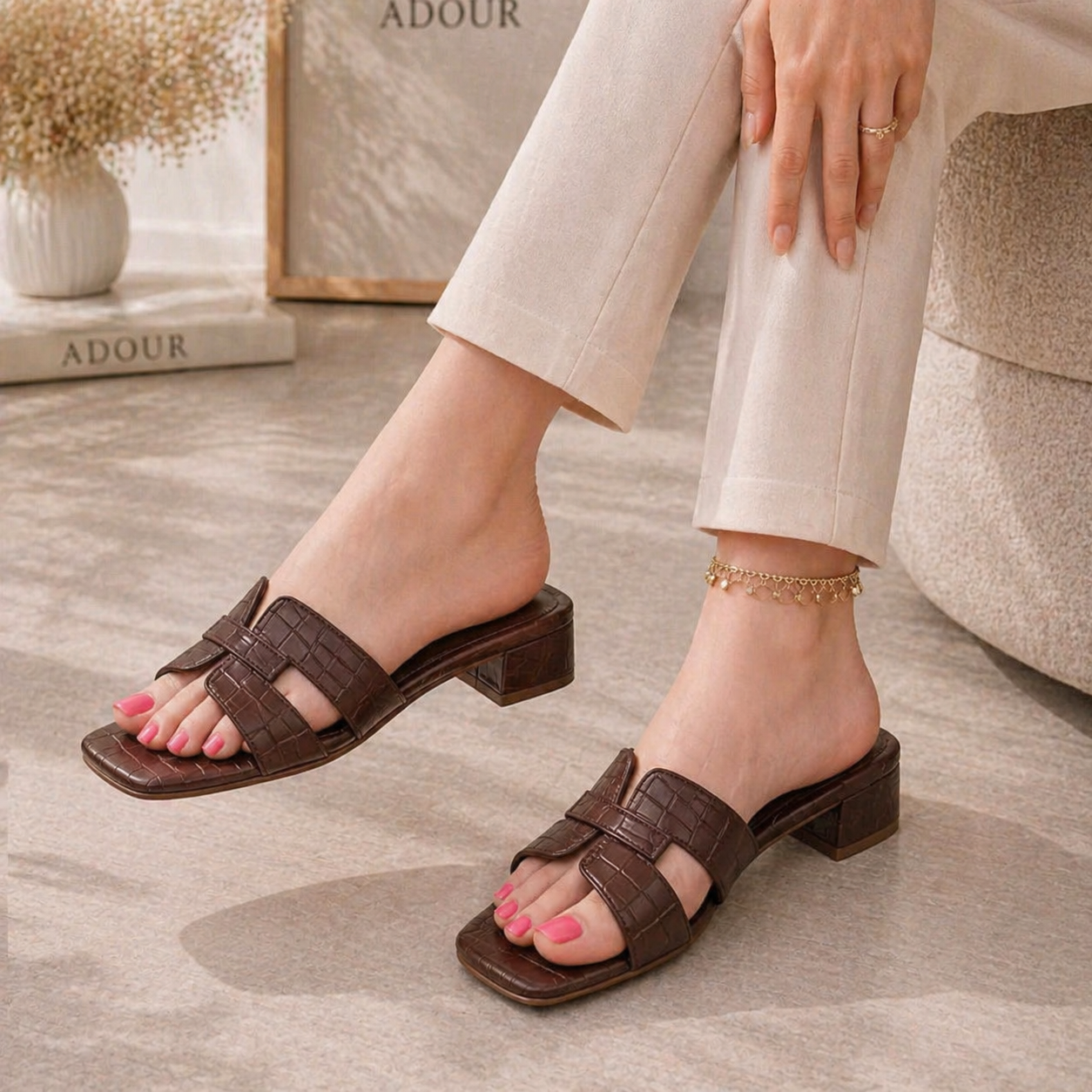 Adour Heel AD22 Brown