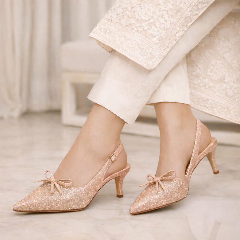 Adour Classic Bow Slingback AD48 Peach