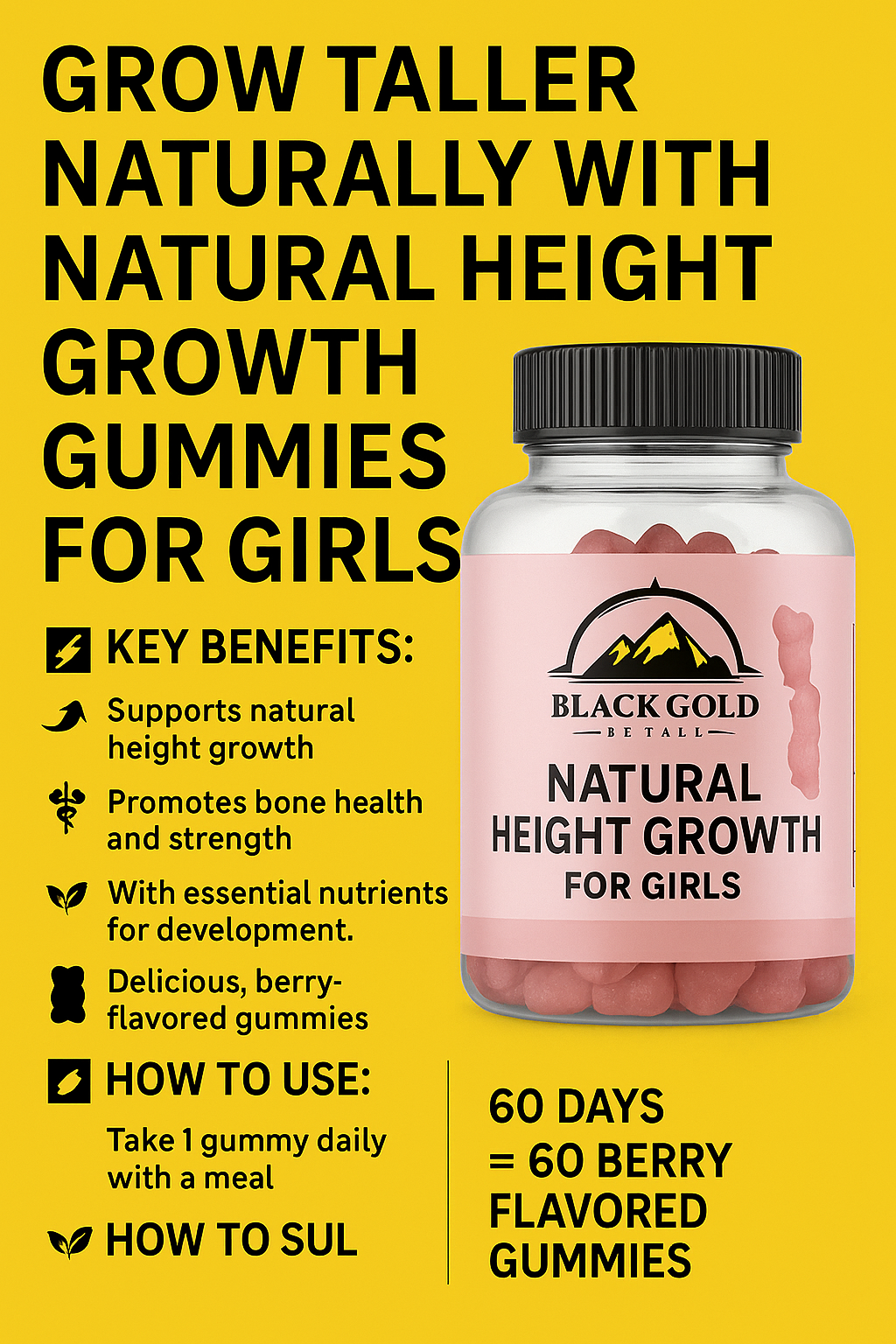 Natural Height Growth Gummies for Girls