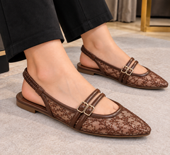 Lace Mary Jane Slingback Flats WS08