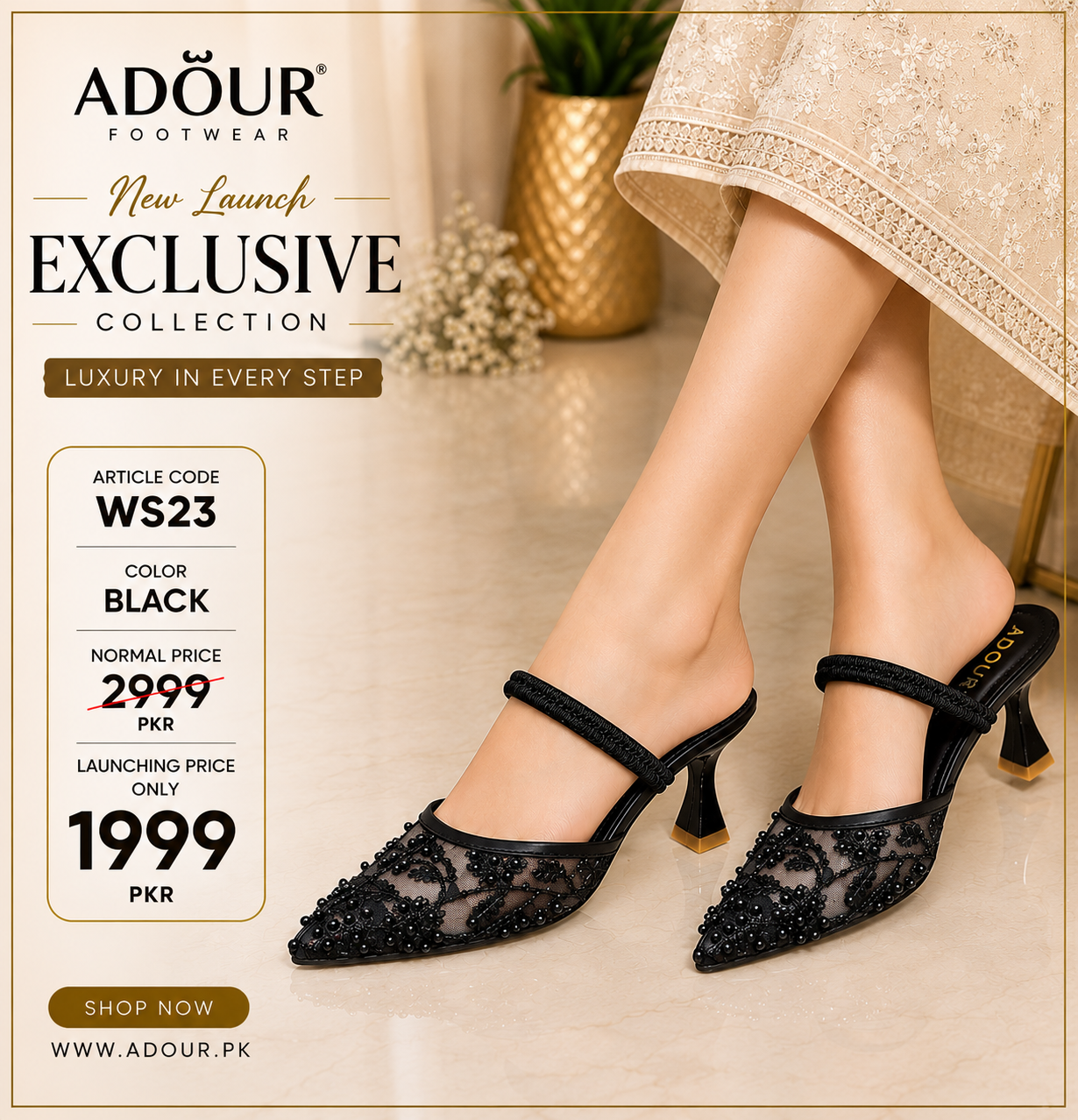 Adour Shoes WS23 Black
