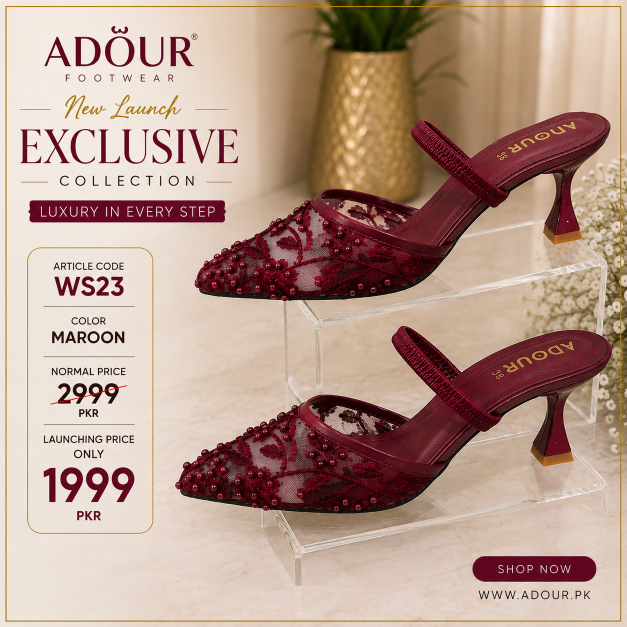 Adour Shoes WS23 Maroon