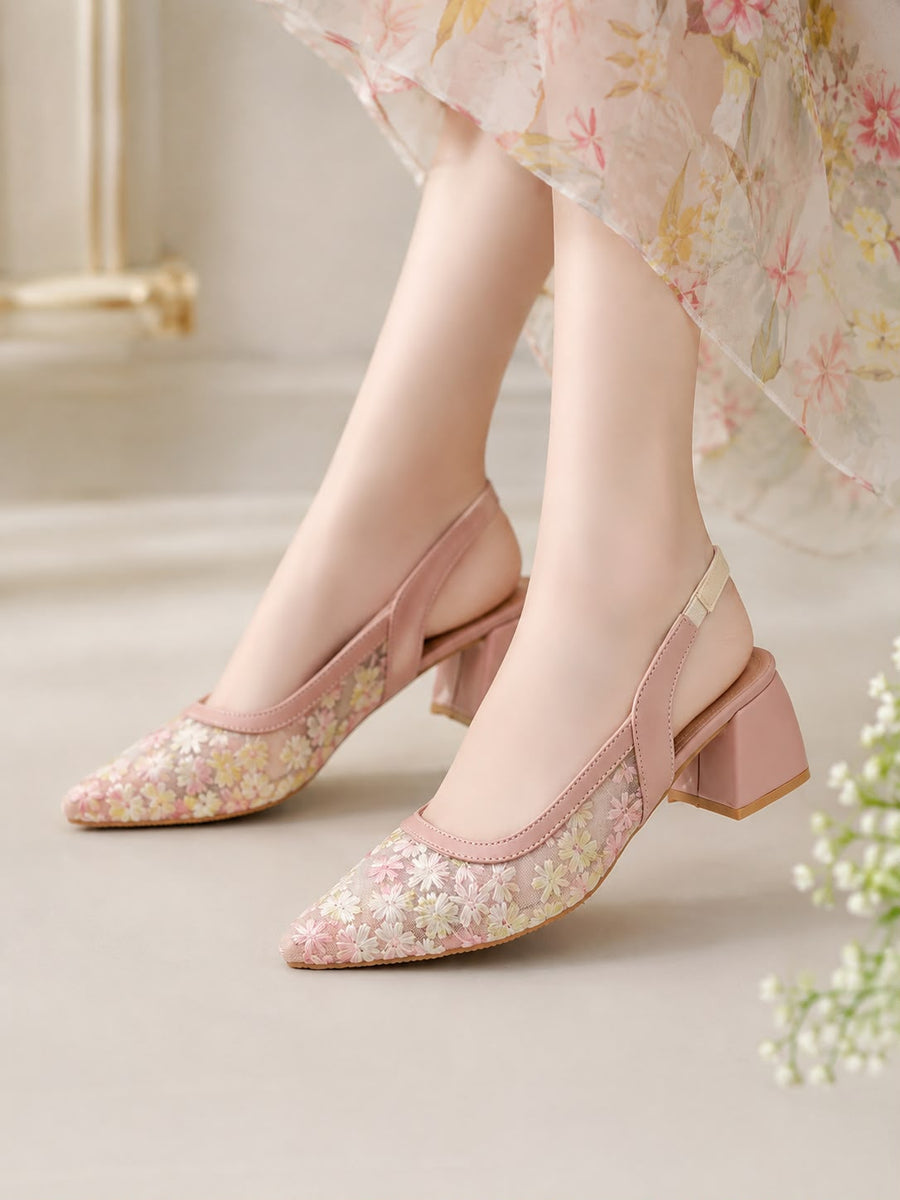 Adour Floral Mesh Slingback AD60 Pink