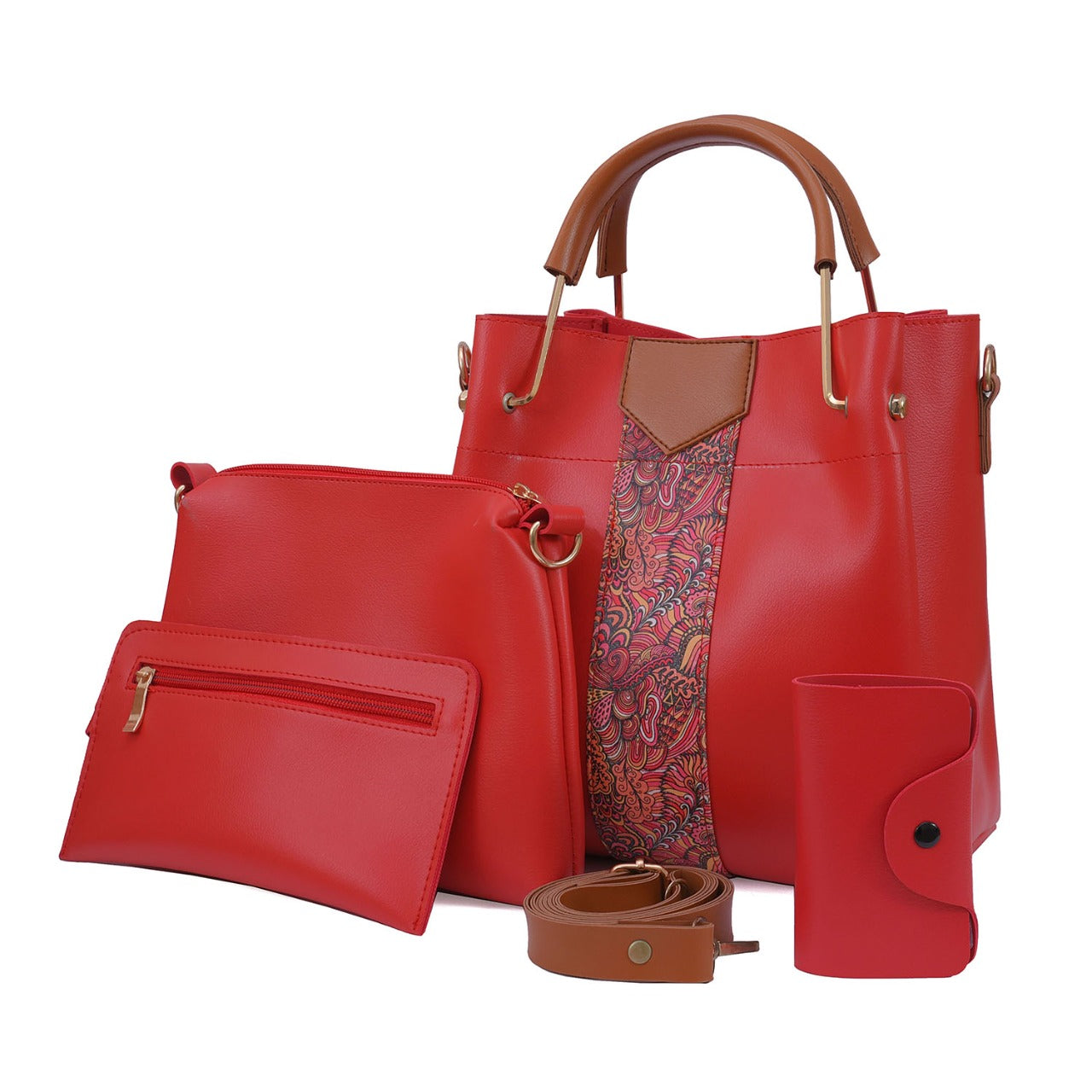 CAPRI 4 PIECE RED HANDBAG