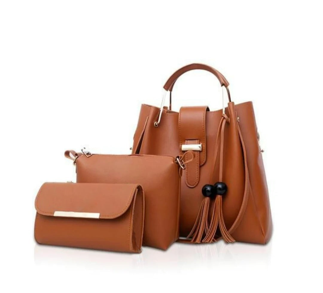 ALEXA 3 PIECE BROWN HANDBAG