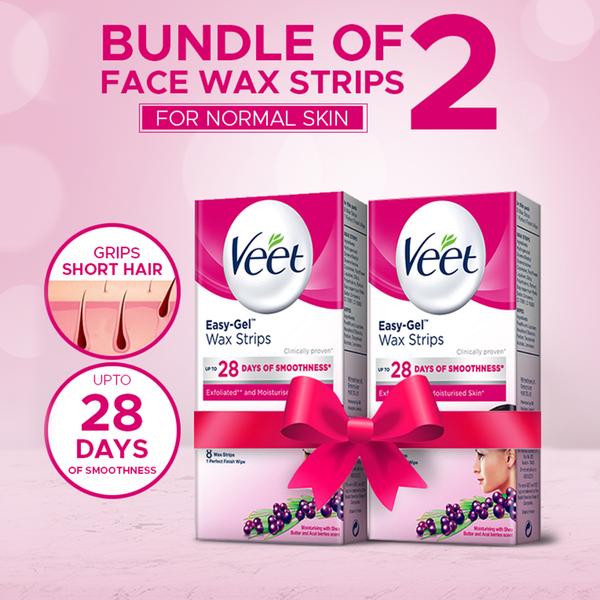 Bundle Of Two Normal Skin Facewax Strips - 16 Strips - veet