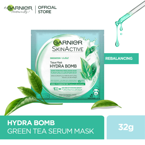 Skin Active Hydra Bomb Tissue Mask - Green tea + Hyaluronic Acid - Garnier