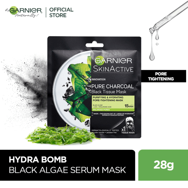 Garnier Skin Active Pure Charcoal Black Algae Tissue Face Mask - Pore Tightening